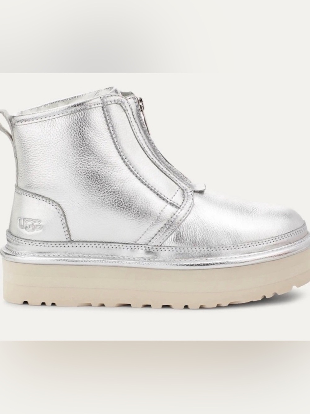UGG Silver Nuemel Platform Zip Boots
